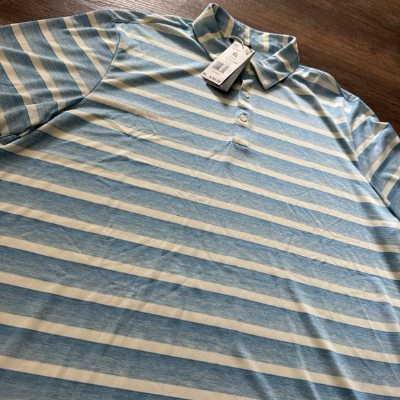 NWT Adidas 2 Color Stripe Golf‎ Polo Semi Blue Burst Golf Business Men's XL - Picture 6 of 8